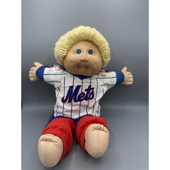 Vintage Cabbage Patch Kids Boy Doll Mets Uniform Yarn Hair 1978 1982 Coleco - Picture 1 of 9